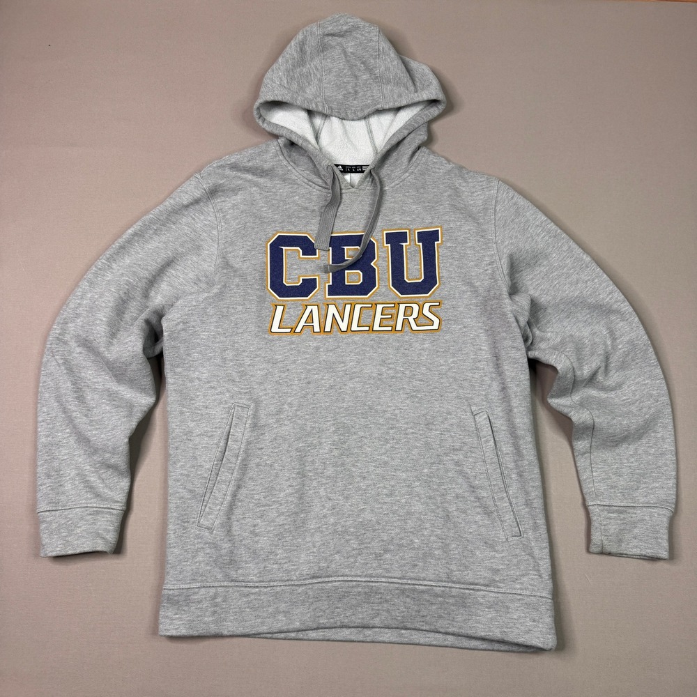 Adidas CBU Lancers Hoodie Gray California Baptist University Sweatshirt Mens L